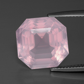 Quarzo rosa naturale rosa da 10,62 ct, taglio smeraldo, trasparente