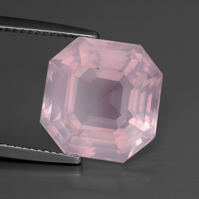 Quarzo rosa naturale rosa da 10,62 ct, taglio smeraldo, trasparente