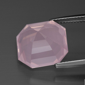 Quarzo rosa naturale rosa da 10,62 ct, taglio smeraldo, trasparente