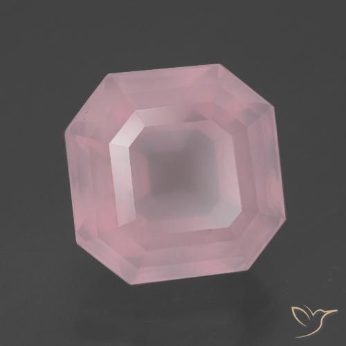Quarzo rosa Rosa medio rosa naturale da 7.24 ct, Taglio smeraldo, Trasparente