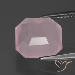 Quarzo rosa Rosa medio rosa naturale da 7.24 ct, Taglio smeraldo, Trasparente