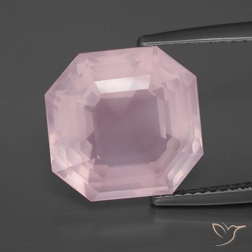 8.20ct Naturale Rosa chiaro Quarzo rosa, Taglio smeraldo, Trasparente