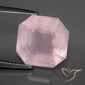 Quarzo rosa Rosa chiaro naturale da 8.20 ct, Ottagonale / Taglio smeraldo, Trasparente