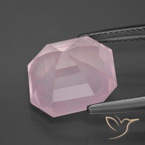 Quarzo rosa Rosa chiaro naturale da 8.20 ct, Ottagonale / Taglio smeraldo, Trasparente