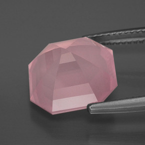 Quarzo rosa naturale rosa da 8,04 ct, taglio smeraldo, trasparente