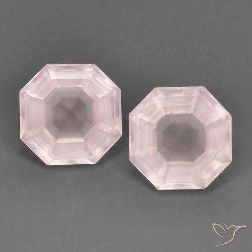 13.64ctw Naturale Rosa chiaro Quarzo rosa, Taglio smeraldo, Trasparente