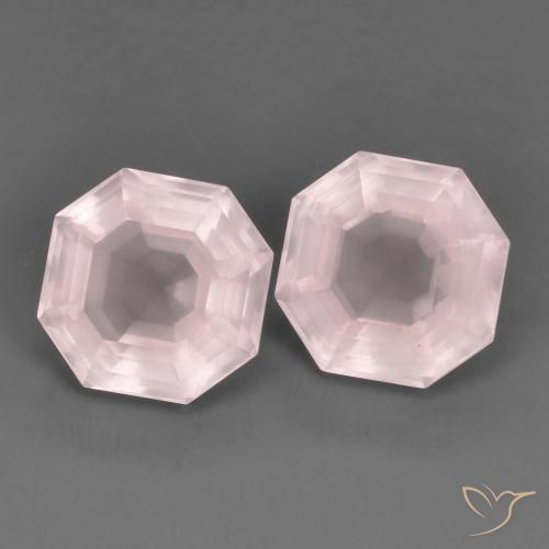 Gemme di Quarzo rosa Rosa chiaro naturale da 13.64 ct, Ottagonale / Taglio smeraldo, Trasparente