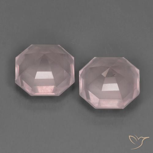 Gemme di Quarzo rosa Rosa chiaro naturale da 13.64 ct, Ottagonale / Taglio smeraldo, Trasparente