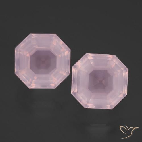 Quarzo rosa naturale rosa da 8,91 ct, taglio smeraldo, trasparente