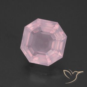 Quarzo rosa Rosa rosa naturale da 4.12 ct, Ottagonale / Taglio smeraldo, Trasparente