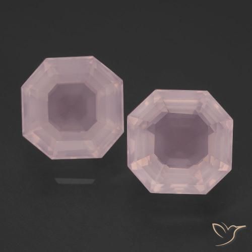 9.80ctw Naturale Rosa chiaro Quarzo rosa, Taglio smeraldo, Trasparente