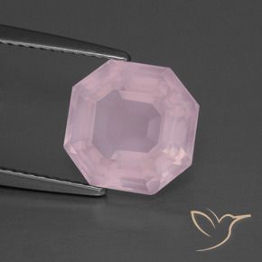 Quarzo rosa Rosa gomma da masticare naturale da 4.03 ct, Ottagonale / Taglio smeraldo, Trasparente