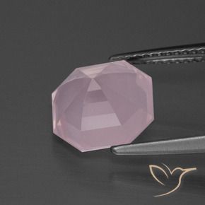 Quarzo rosa Rosa gomma da masticare naturale da 4.03 ct, Ottagonale / Taglio smeraldo, Trasparente