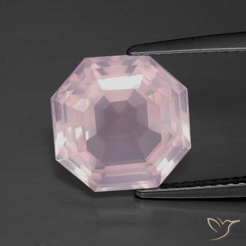 4.84ct Naturale Rosa chiaro Quarzo rosa, Taglio smeraldo, Trasparente