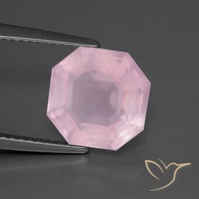 Quarzo rosa Rosa chiaro naturale da 3.89 ct, Ottagonale / Taglio smeraldo, Trasparente