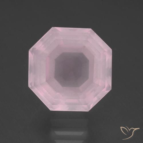 Quarzo rosa Rosa chiaro naturale da 9.72 ct, Taglio smeraldo, Trasparente