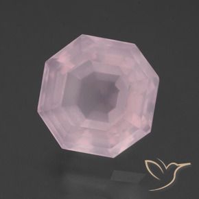 Quarzo rosa Rosa chiaro naturale da 9.72 ct, Taglio smeraldo, Trasparente