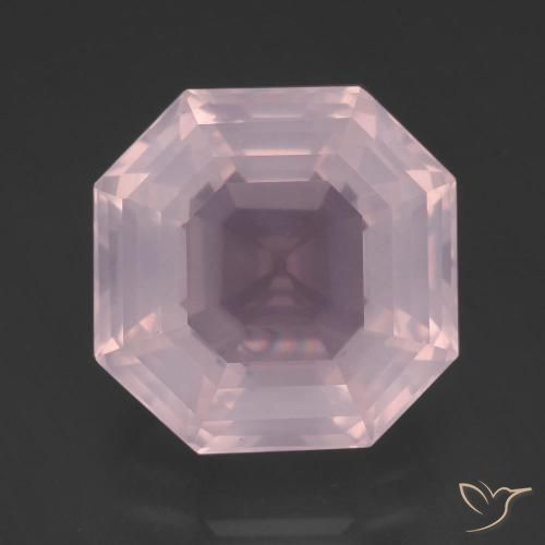 Quarzo rosa naturale rosa da 13,25 ct, taglio smeraldo, trasparente