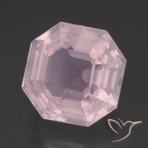 Quarzo rosa naturale rosa da 13,25 ct, taglio smeraldo, trasparente