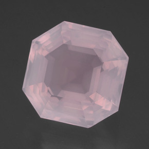 Quarzo rosa naturale rosa da 14,37 ct, taglio smeraldo, trasparente