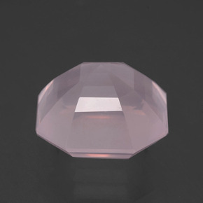 Quarzo rosa naturale rosa da 14,37 ct, taglio smeraldo, trasparente