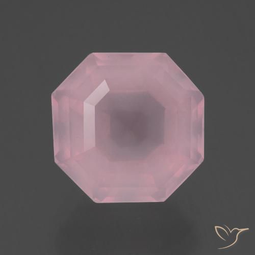 Quarzo rosa naturale rosa da 4,37 ct, taglio smeraldo, trasparente