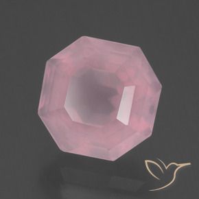 Quarzo rosa naturale rosa da 4,37 ct, taglio smeraldo, trasparente