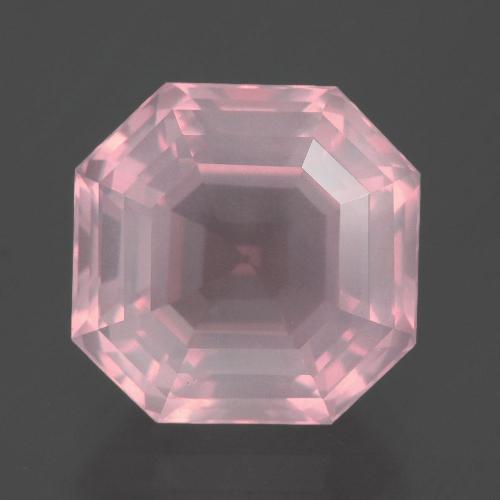 Quarzo rosa Rosa rosa naturale da 7.61 ct, Taglio smeraldo, Trasparente