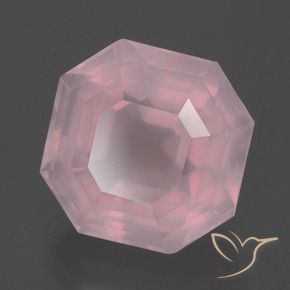 Quarzo rosa Rosa rosa naturale da 8.36 ct, Ottagonale / Taglio smeraldo, Trasparente