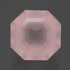 Quarzo rosa naturale rosa da 8,83 ct, taglio smeraldo, trasparente