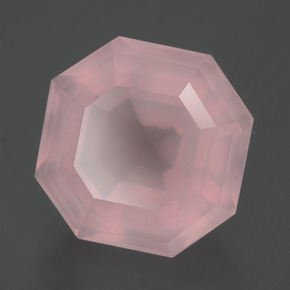 Quarzo rosa naturale rosa da 8,83 ct, taglio smeraldo, trasparente