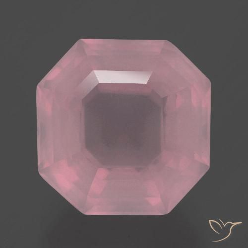 Quarzo rosa Rosa medio naturale da 10.69 ct, Taglio smeraldo, Trasparente