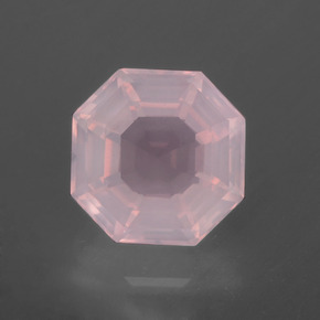 Quarzo rosa naturale rosa da 3,47 ct, taglio smeraldo, trasparente