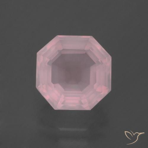 Quarzo rosa naturale rosa da 3,56 ct, taglio smeraldo, trasparente
