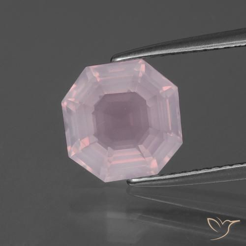 Quarzo rosa Rosa rosa naturale da 3.12 ct, Taglio smeraldo, Trasparente
