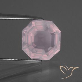 Quarzo rosa Rosa rosa naturale da 3.12 ct, Taglio smeraldo, Trasparente