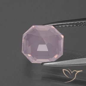 Quarzo rosa Rosa rosa naturale da 3.12 ct, Taglio smeraldo, Trasparente