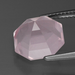 Quarzo rosa naturale rosa da 5,44 ct, taglio smeraldo, trasparente