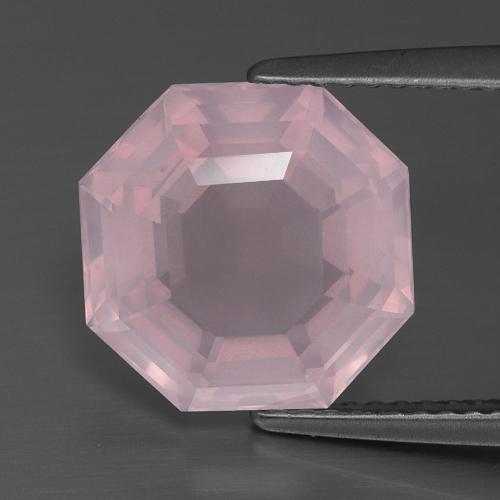 Quarzo rosa Rosa medio naturale da 5.27 ct, Taglio smeraldo, Trasparente