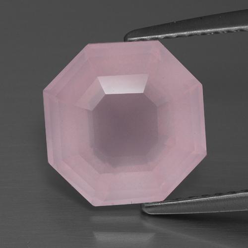 Quarzo rosa naturale rosa da 4,08 ct, taglio smeraldo, trasparente
