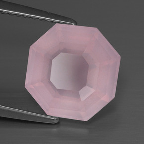 Quarzo rosa naturale rosa da 4,08 ct, taglio smeraldo, trasparente
