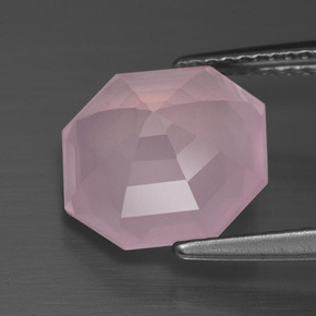 Quarzo rosa naturale rosa da 4,08 ct, taglio smeraldo, trasparente