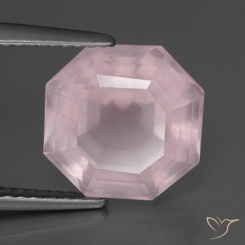 5.01ct Naturale Rosa chiaro Quarzo rosa, Taglio smeraldo, Trasparente