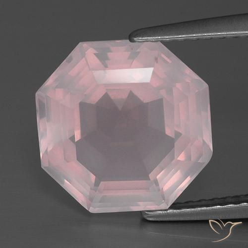 5.35ct Naturale Rosa Molto Chiaro Quarzo rosa, Taglio smeraldo, Trasparente