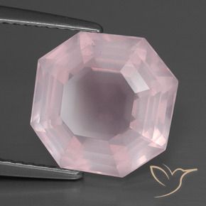 Quarzo rosa Rosa chiaro naturale da 5.56 ct, Ottagonale / Taglio smeraldo, Trasparente