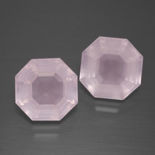 Quarzo rosa naturale rosa da 9,74 ct, taglio smeraldo, trasparente
