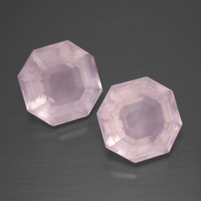 Quarzo rosa naturale rosa da 9,74 ct, taglio smeraldo, trasparente