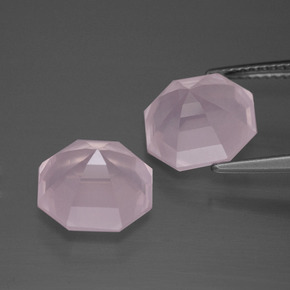 Quarzo rosa naturale rosa da 9,74 ct, taglio smeraldo, trasparente