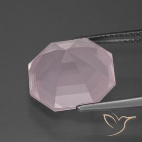 Quarzo rosa Rosa chiaro naturale da 9.74 ct, Ottagonale / Taglio smeraldo, Trasparente