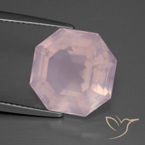 Quarzo rosa Rosa gomma da masticare naturale da 8.35 ct, Ottagonale / Taglio smeraldo, Trasparente